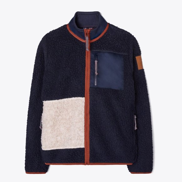 Tory Burch, Navy Fleece Colorblock Jacket, EUC - size M, fits like L/XL - Picture 2 of 3